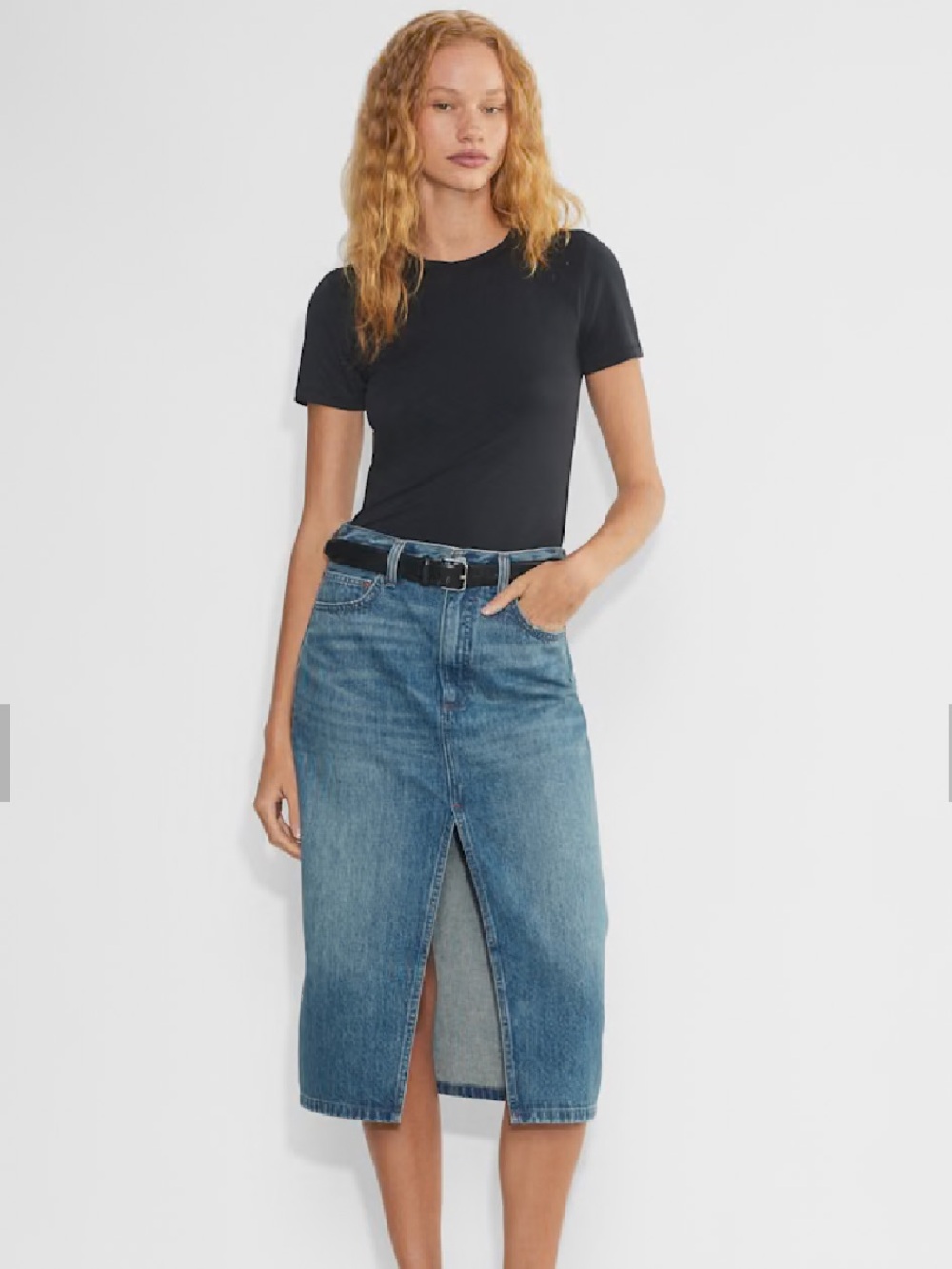 Denim Forum 90s Halle Denim Skirt with Front Detail